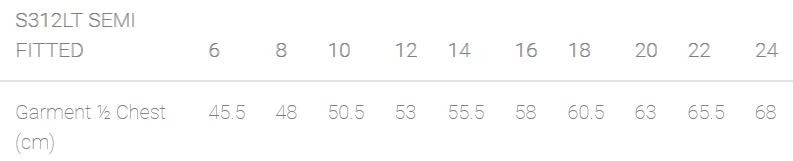 S312LT Size Chart